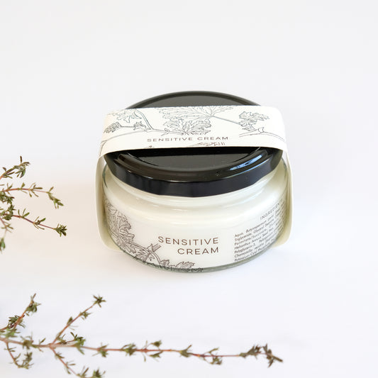 Sensitive Face Cream - 200ml Glass Jar, Black Lid